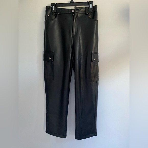 Avec Les Fiuelles Anthropologie Faux Leather Cargo Pants - Picture 1 of 6